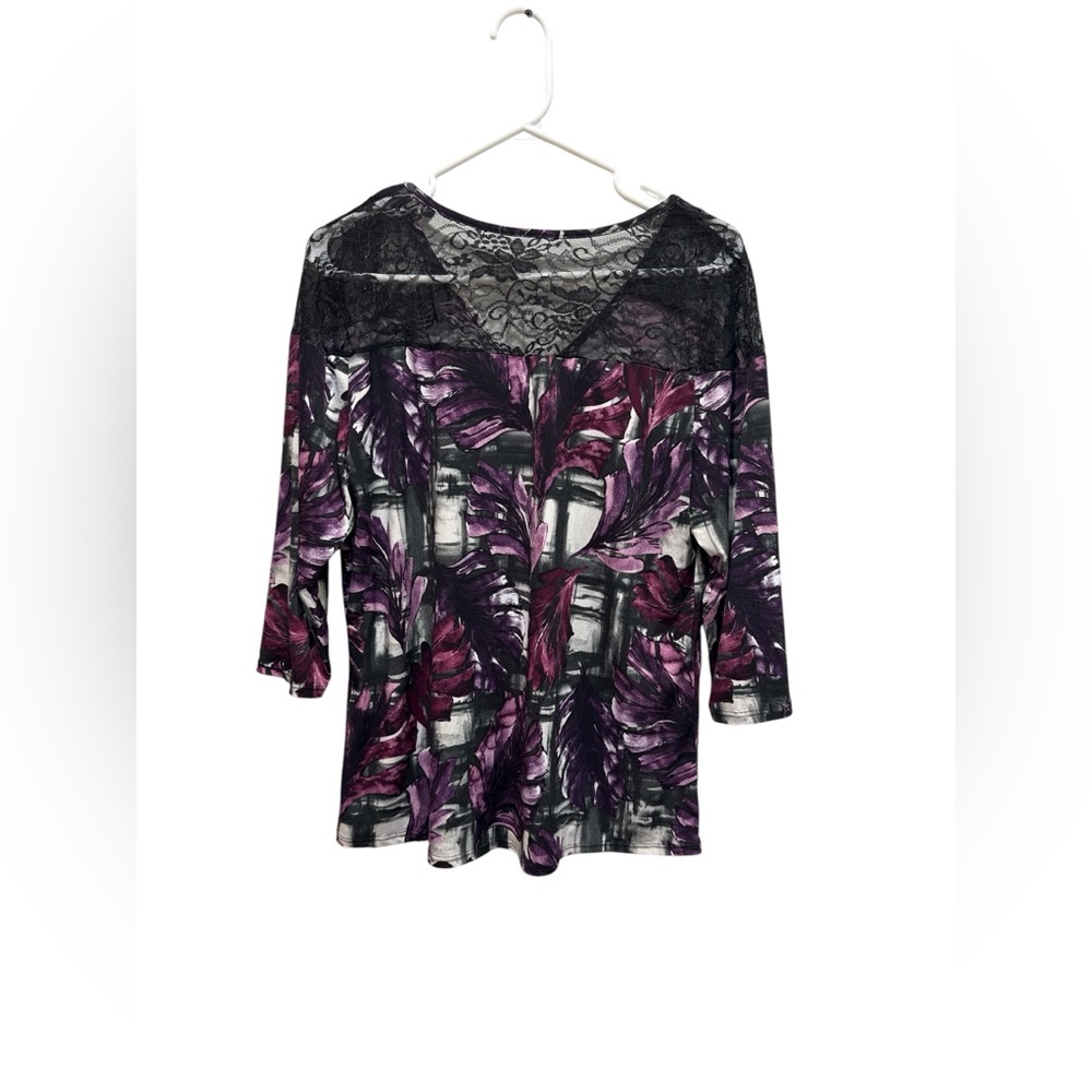 Laura Purple Floral Top with Lace Yoke – XL - Picture 3 of 5